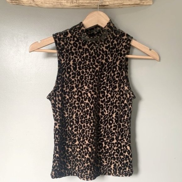 SHEIN Tops - Leopard Print 🐆 Rockabilly Cheetah Turtleneck Sleeveless Tank Top Shirt